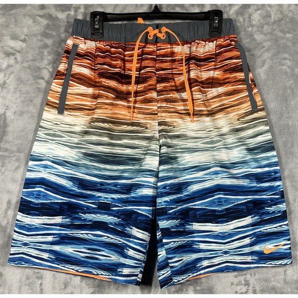 Nike Board Shorts Mens Medium Volt Swim Trunks Lined Zip Pocket Beach - Picture 1 of 8